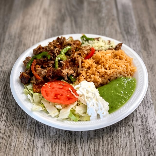 Carnitas Rancheras Plate.